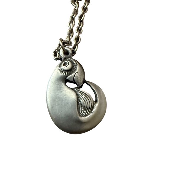 Vintage Eivind Hillestad Norway Pewter Pendant Necklace Seal Creature Bird - Picture 1 of 4